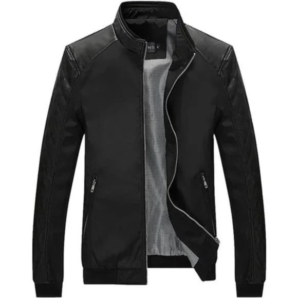 New Casual Slim Fit Lightweight Zip Up Softshell Bomber Jacket, Black - Picture 1 of 8